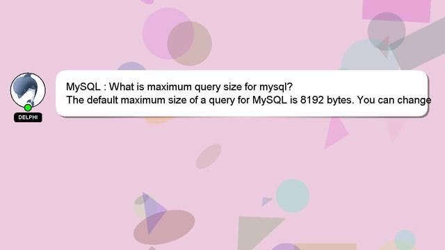 MySQL : What is maximum query size for mysql? смотреть онлайн