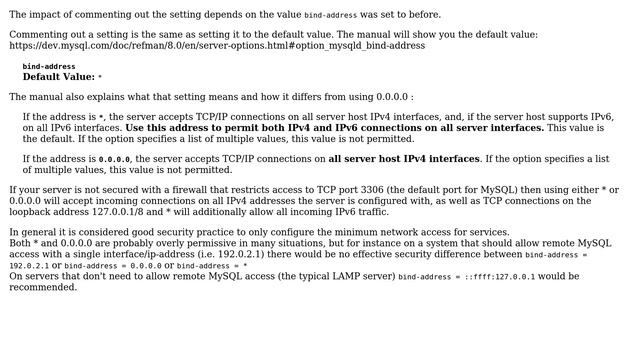 DevOps & SysAdmins: MySQL: Is it a security risk to deactivate the setting "bind-address"? смотреть онлайн