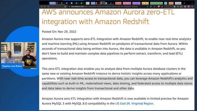 AWS announces Amazon Aurora zero-ETL integration with Amazon Redshift - New at re:Invent 2022 смотреть онлайн