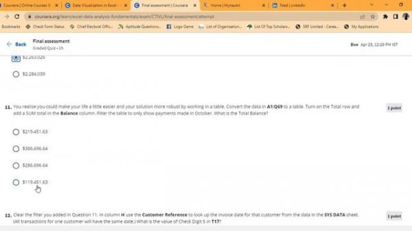 Excel Fundamentals for Data Analysis: Macquarie University: Coursera: WEEK 5 FINAL ASSESSMENT