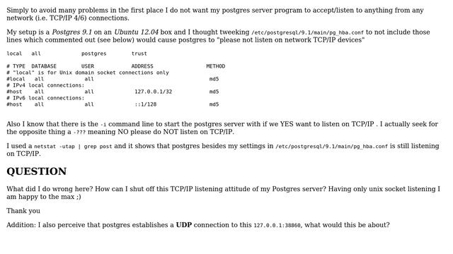 Databases: Howto disable Postgres listening on TCP? (2 Solutions!!) смотреть онлайн