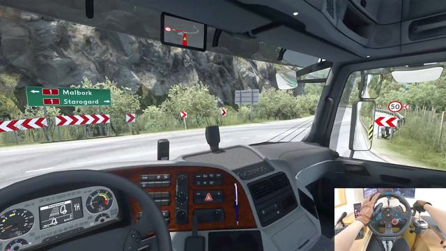 Driving Mercedes-Benz Actros MP2 in the Pomezania - Euro Truck Simulator 2 1.44 - 4K смотреть онлайн