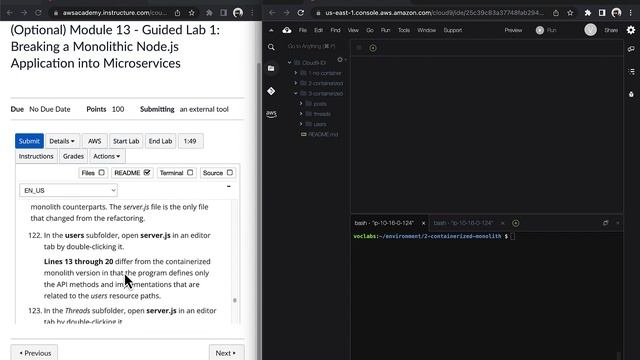 AWS Academy: Module 13 - Guided Lab 1: Breaking a Monolithic Node.js Application into Microservices смотреть онлайн