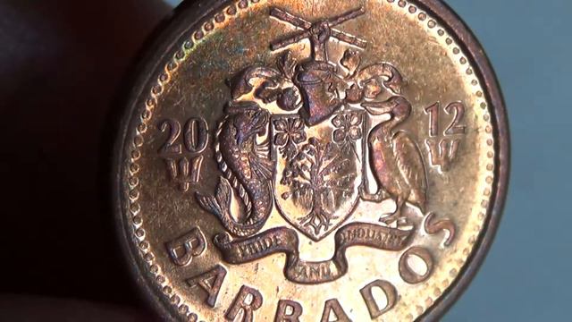 Coin Barbados 1 Cent (Trident) 2012/Монета Барбадос 1 цент (Трезубец) 2012 год