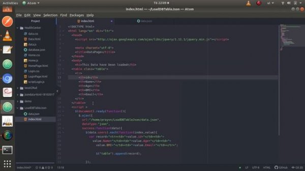 How to load Json data in HTML Table