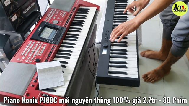 Đàn Piano Konix PJ88C || Piano Có Pin Sạc, Nhỏ Gọn, 88 Phím, Gập Lại được