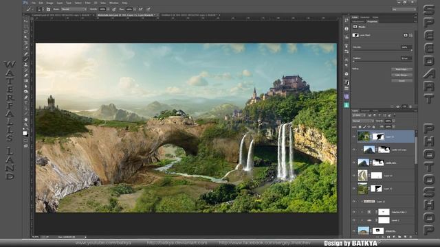 Waterfalls land / Страна водопадов - Speedart Photoshop CC by BATKYA смотреть онлайн