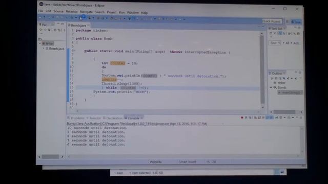 I made a bomb using Java. Do While loop countdown timer. смотреть онлайн