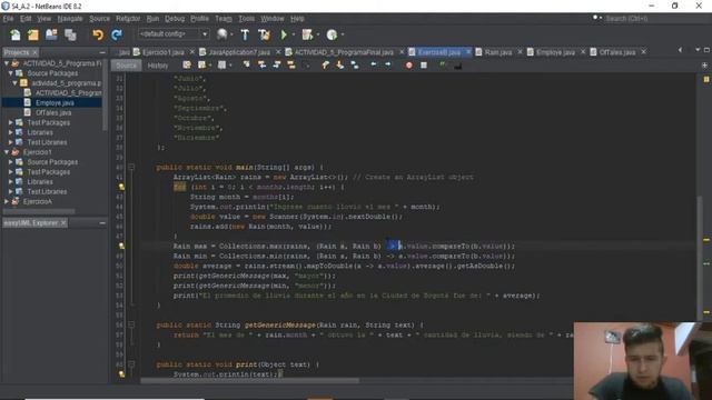 Java - ArrayList example (max, min, average) смотреть онлайн