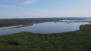 Полет над устьем реки Суры. Река Волга.