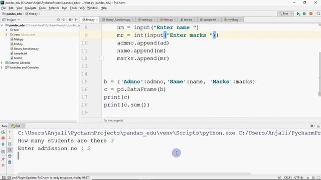 Using sum, mean, min, max, shape and size with DataFrames | Class XII I.P. смотреть онлайн