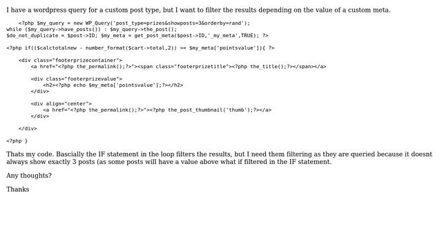 Wordpress: Query posts and filter at query time by value of custom meta смотреть онлайн