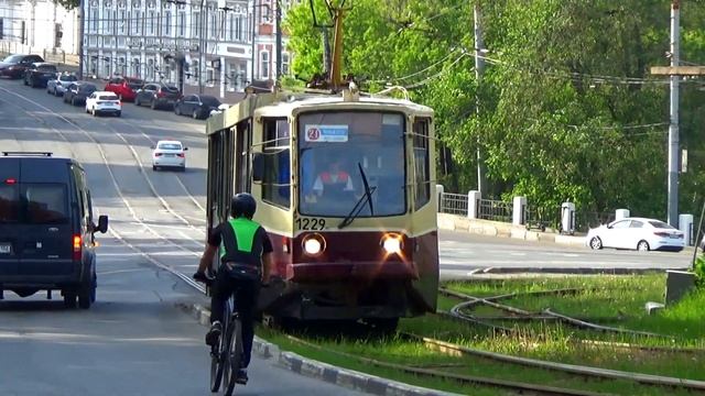 Трамвай 71-608КМ (КТМ-8) №1229 с маршрутом №21 "Парк Дубки - Чёрный Пруд" (г. Нижний Новгород) смотреть онлайн
