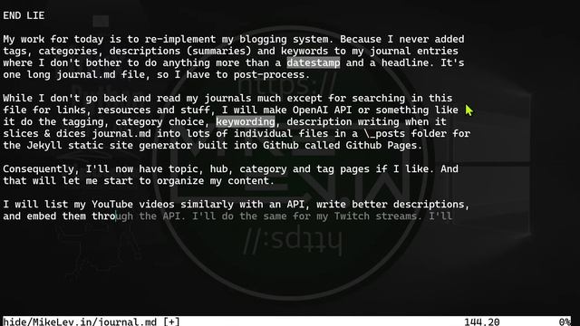 Neo Journaling in Neo Vim смотреть онлайн