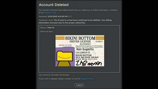 Roblox Fake ID ban смотреть онлайн