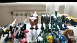 новогоднее виде все мои кастомы Лего динозавров и просто фигурки.