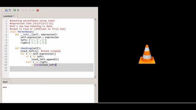 Parentheses checking by Stack in Python смотреть онлайн