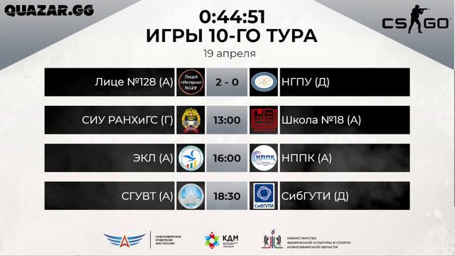 19.04 | НСК | CS GO Dota 2 LoL | Лига Quazar.GG | 10 тур в дисциплине CS:GO | смотреть онлайн