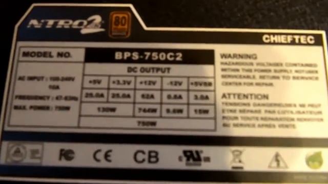 Блок питания Chieftec BPS-750C2 Ntro 2,  750W