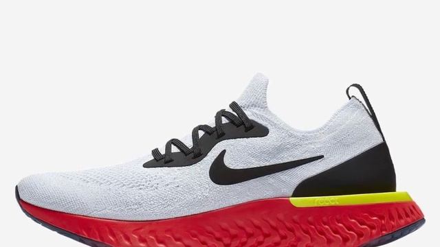 Nike Epic React Flyknit True White/Pure Platinum/Bright Crimson/Black смотреть онлайн
