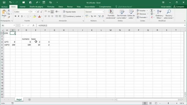 16 funcion excel matematica: LOG (calcular el logaritmo) смотреть онлайн