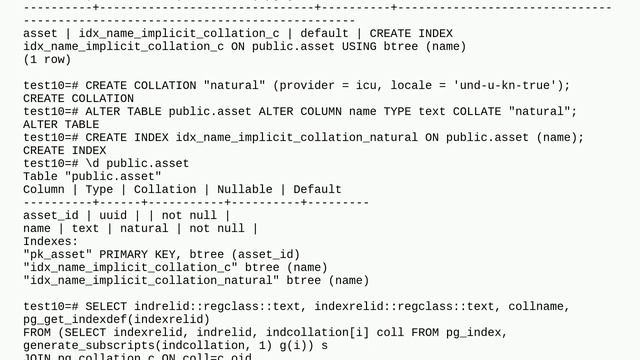 Dba: How to determine the collation of an index in PostgreSQL? смотреть онлайн