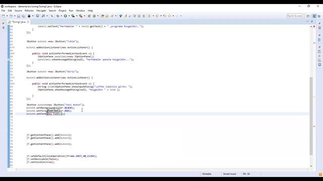 Java Swing - Renk ve Font Ayarları смотреть онлайн