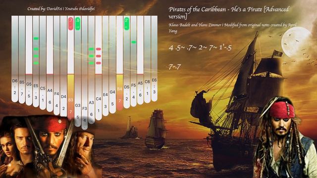 [Advanced Version] Pirates of the Caribbean - He's a Pirate with notes 加勒比海盗 #kalimbanote #kalimba смотреть онлайн