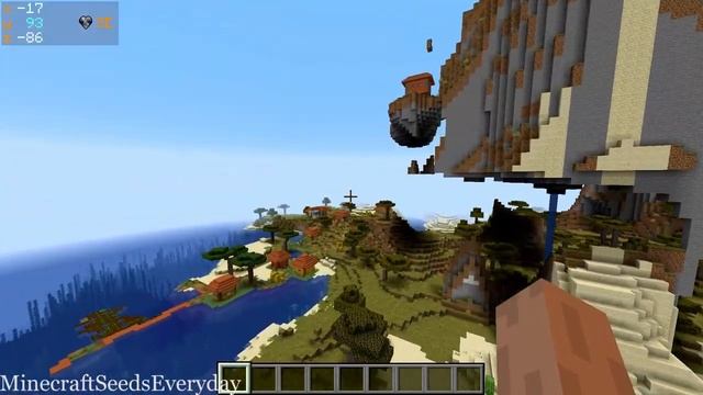 Minecraft Java 1.16.4 Seed: Spawn on a floating island with a house right above acacia village смотреть онлайн