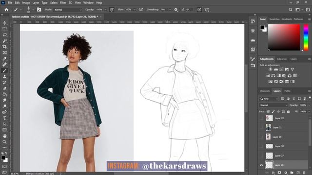 Simple Pose and Outfit Sketch in Digital смотреть онлайн