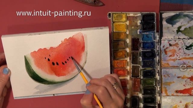 Акварель. Мастер-класс. Арбуз. смотреть онлайн