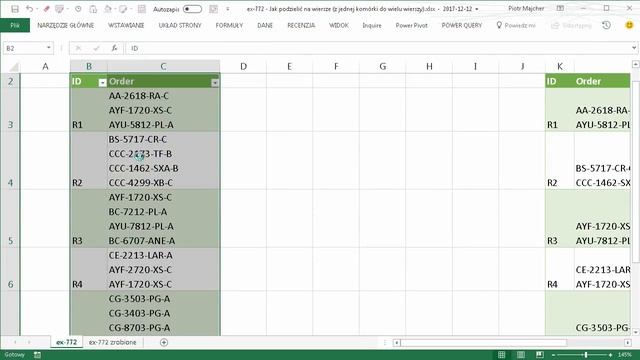 Excel - Jak podzielić na wiersze (z jednej komórki do wielu wierszy) [odc.772] смотреть онлайн