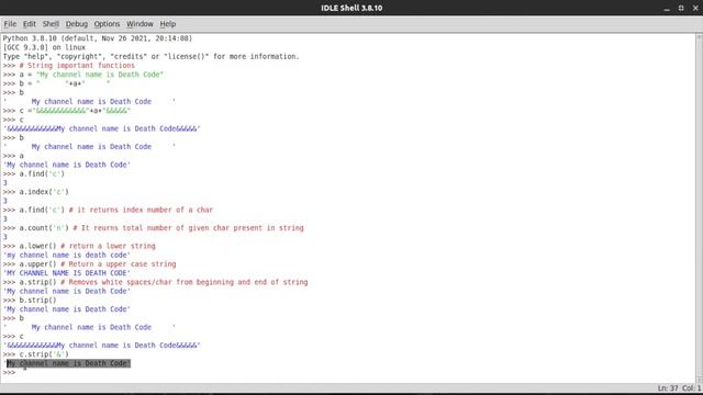 String Formatting & String Methods / Functions || Python Free tutorial #8 || Death Code смотреть онлайн
