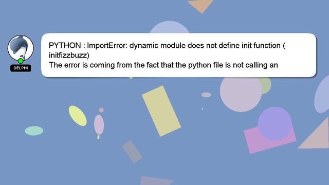 PYTHON : ImportError: dynamic module does not define init function (initfizzbuzz) смотреть онлайн
