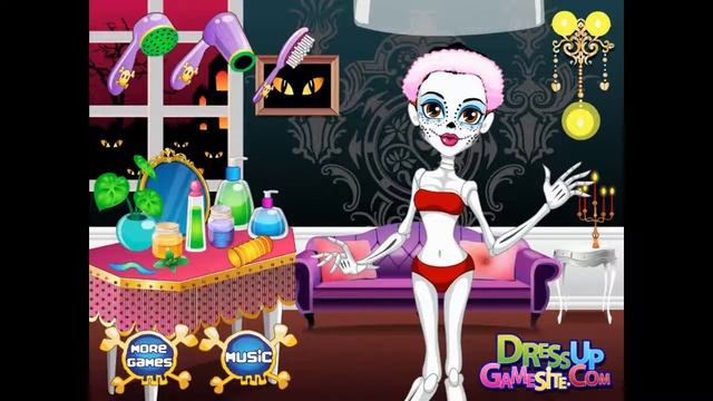 Игры Монстр Хай — Макияж и одевалка Скелиты Калаверас смотреть онлайн