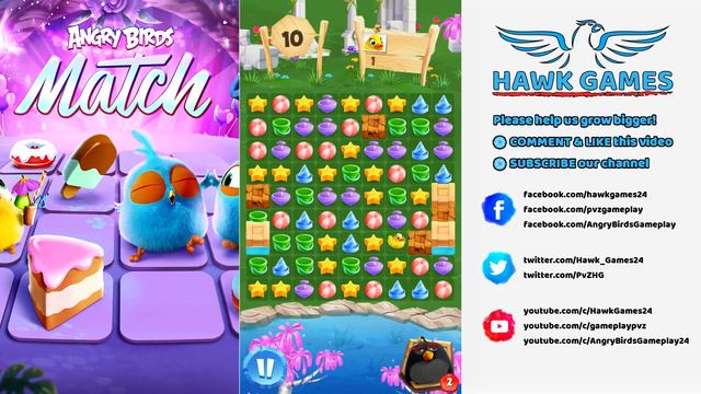 Angry Birds Match 💗 Valentine's Event Sugar Dig Level 3 - Walkthrough, No Boosters смотреть онлайн