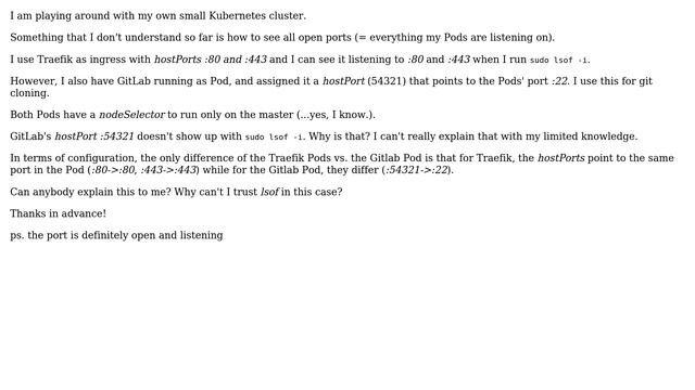 DevOps & SysAdmins: Kubernetes hostPort: invisible to lsof? смотреть онлайн