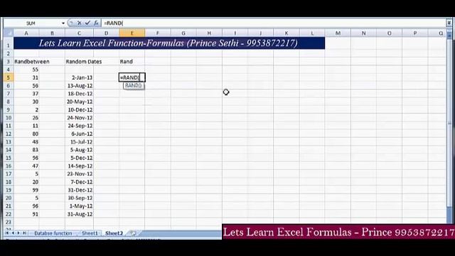 Rand, Randbetween, Quotient, Mod, Pi (Excel Function with Prince) смотреть онлайн