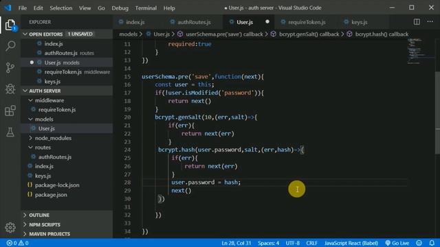 #5 - salting and hashing password on signup | react native authentication using node js and express смотреть онлайн