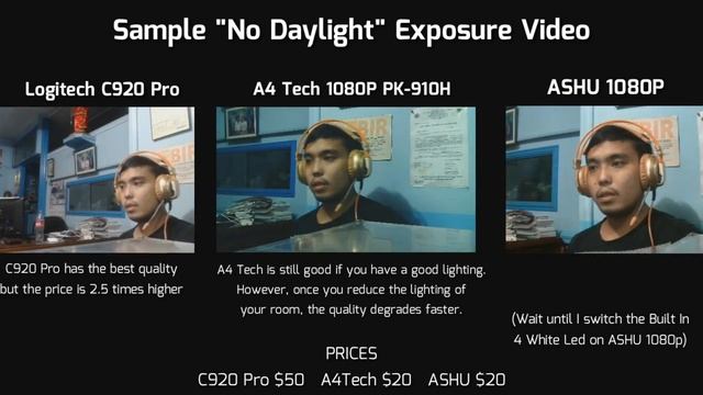 ASHU 1080P vs Logitech C920 Pro vs A4Tech PK-910H Video Quality Comparison and Review смотреть онлайн