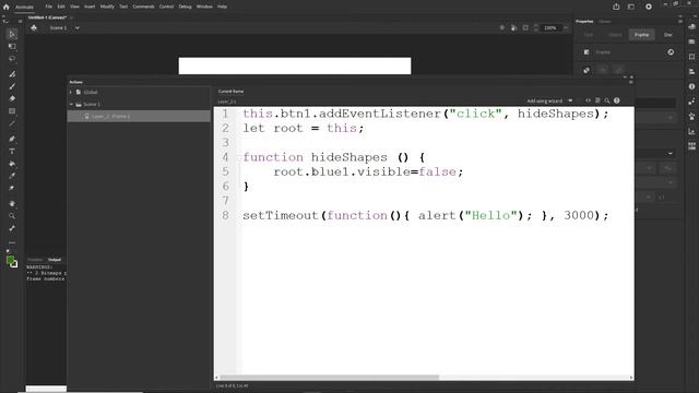 Adobe Animate CC 2021 TUTORIAL - setTimeout-function - JavaScript in HTML5 canvas смотреть онлайн