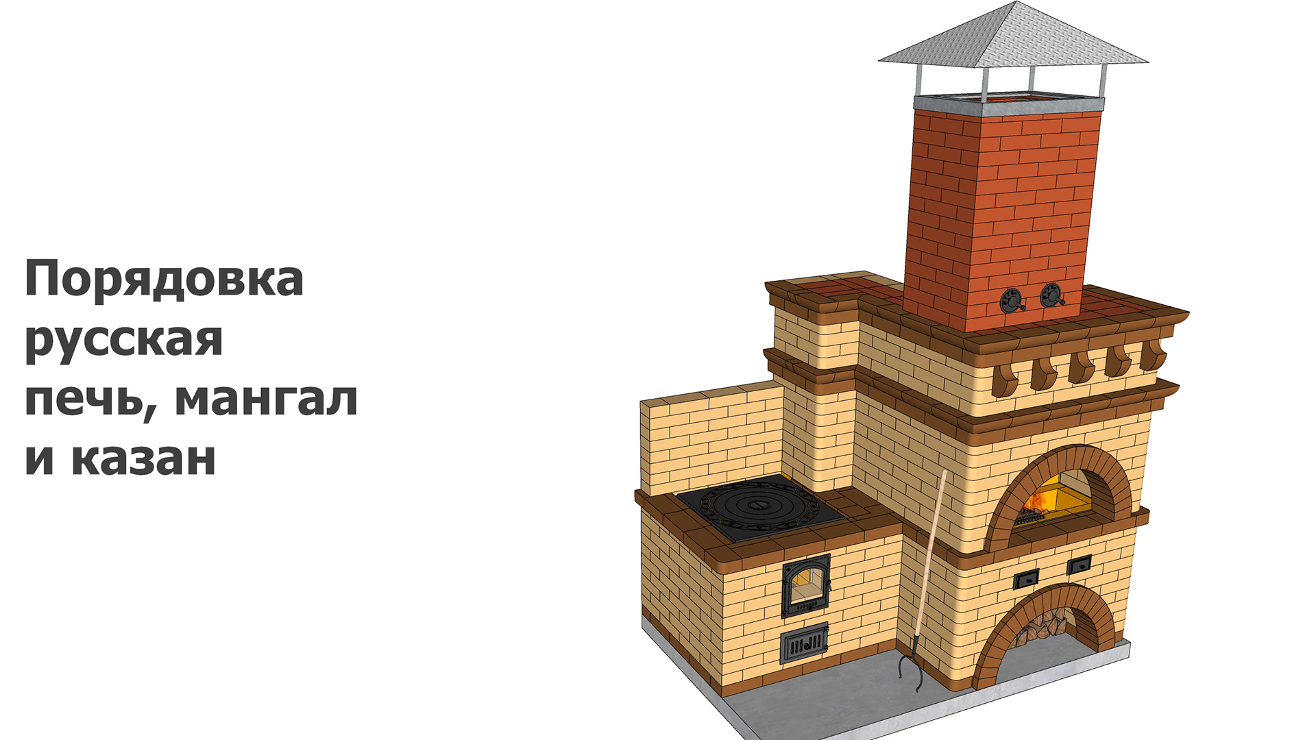 Порядовка русская печь, мангал и казан из облицовочного кирпича смотреть онлайн