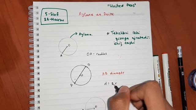 Aylana Va Doira | Matematika 5-sinf 26-mavzu | United Pens