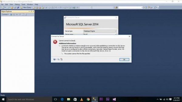 A network related or instance specific error occurred while establishing a connection to sql server