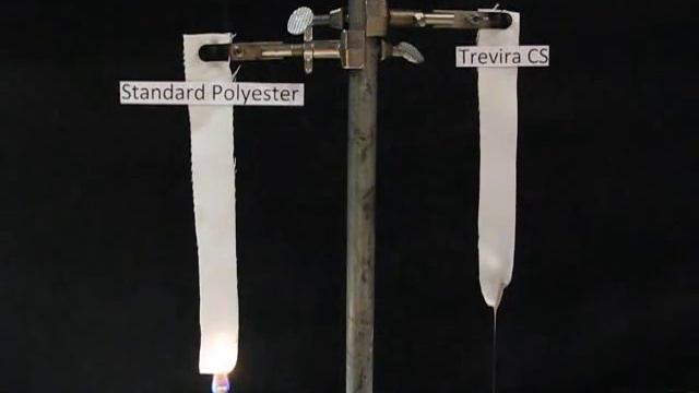 Standard polyester vs. Trevira CS fire test