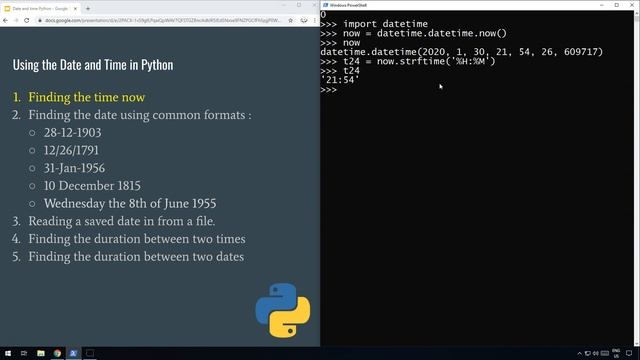 Python - Displaying the time in 12/24 hour format (Date/Time Tutorial Part 1) смотреть онлайн