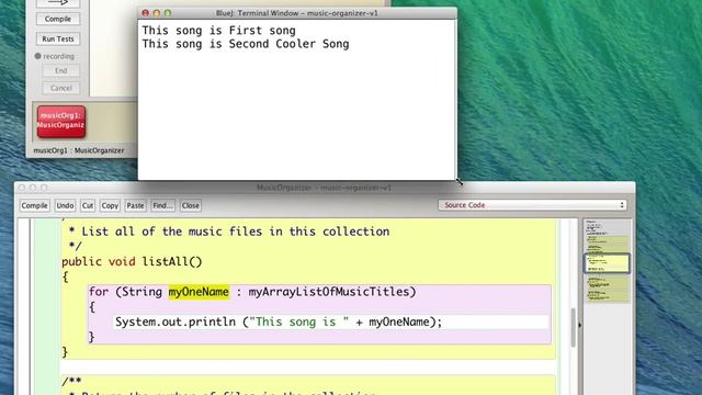 BlueJ Examples: Using a for each loop to process an array list смотреть онлайн