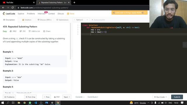 459. Repeated Substring Pattern | Leetcode | Python смотреть онлайн