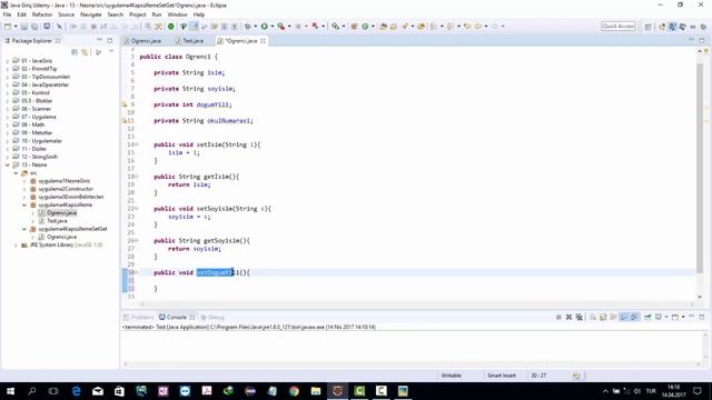 Nesne Yönelimli Programlama Java 56 - Set Get Metotlari смотреть онлайн
