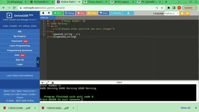 Repeat given string n times in Python смотреть онлайн